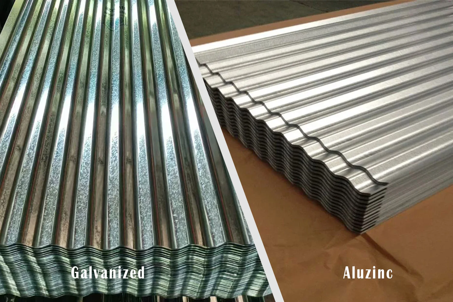 Cross-section comparison of galvanized and Aluzinc steel coatings.