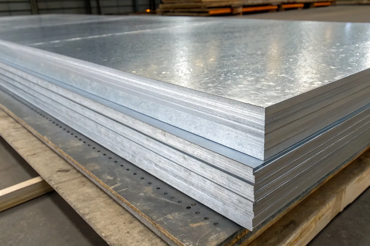 Microscopic close-up comparison of galvanized zinc coating and galvalume alloy coating on steel surface.