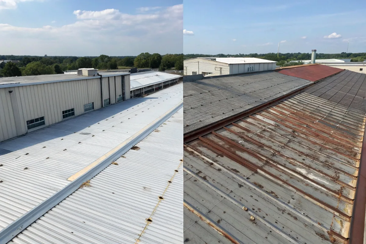 Comparison of thin versus thick steel roofing sheets after long-term outdoor exposure