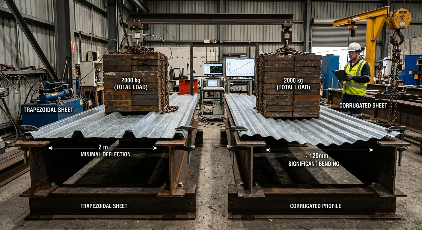 Strength comparison of trapezoidal and corrugated steel roofing sheets