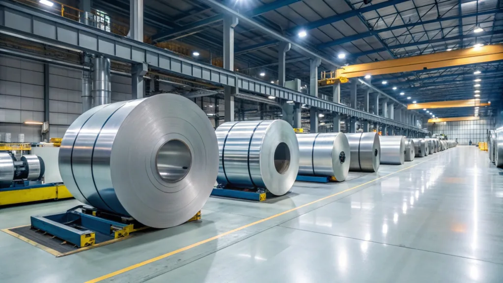 Custom steel coil production line showing precision rolling and variable coil thickness.