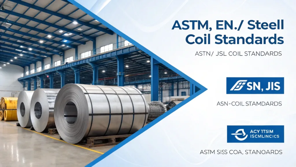 Diagram comparing ASTM, EN, and JIS steel coil standards